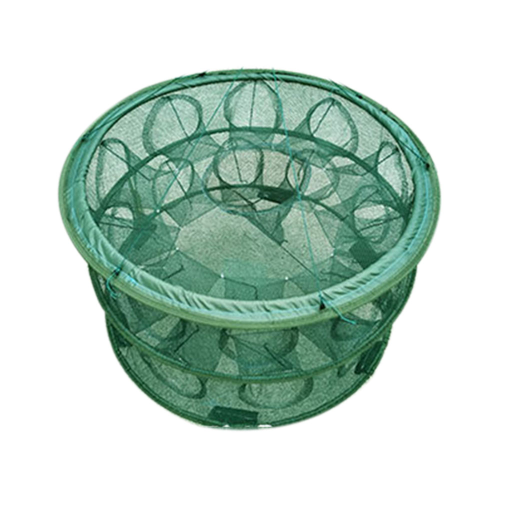 Folding Round Nylon Mesh Crab Fish Trout Net Fishing Landing Net Foldable Cage Folding Round Nylon Mesh Crab Fish Trout Net Fishing Landing Net Foldable Cage